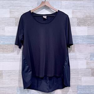 CHICOS Swing Tee Black Short Sleeve High Low Hem Mixed Media Cotton Womens XL 3